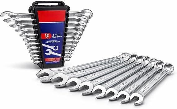 AEE® 12 Parça Kombine Anahtar Takımı | CR-V Chrome Vanadium Çelik | Açık Ağız & Yıldız Kombinasyon | 6-22 mm Profesyonel Set