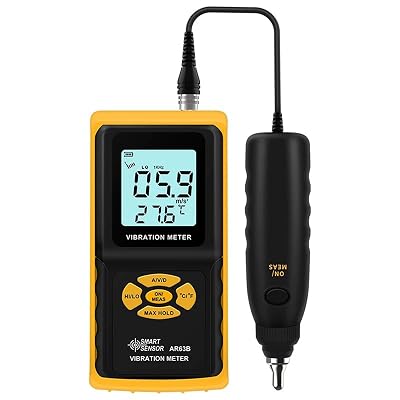 AR63B Digital Vibration Meter Vibrometer 3-in-1 Measuring Modes for Acceleration, Velocity, Displacement, and Environmental Temperature