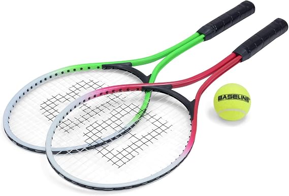 Toyrific Baseline Junior 2 Player Tennis Rackets, Lightweight Kids Tennis Set with Carry Bag & Ball, Outdoor Sports Game for Beginners, Fun Family Activity for Ages 5+