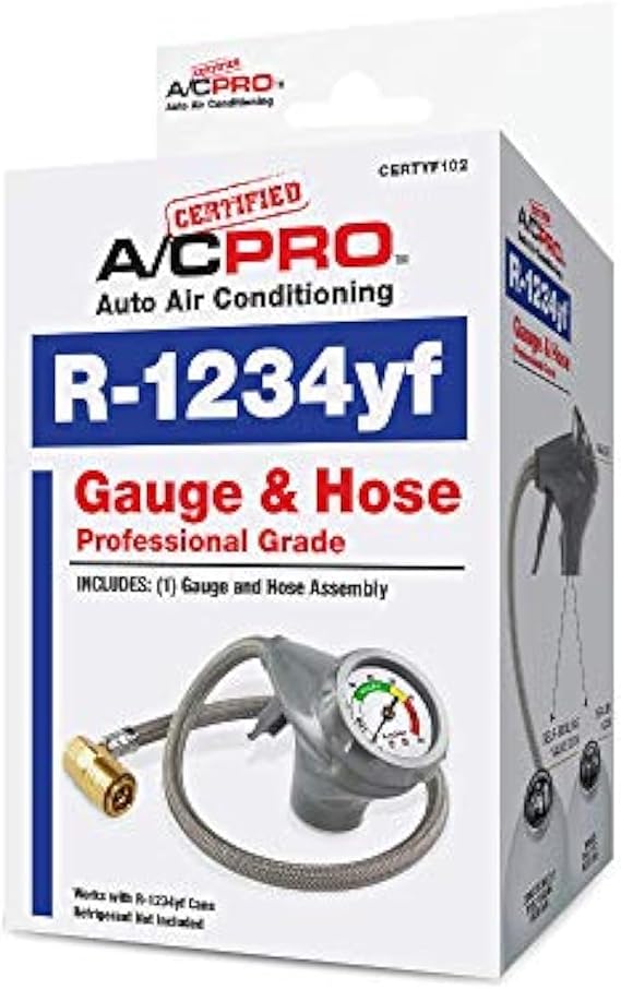 A/C Pro InterDynamics Certified Air Conditioner Gauge and Hose, R-1234yf