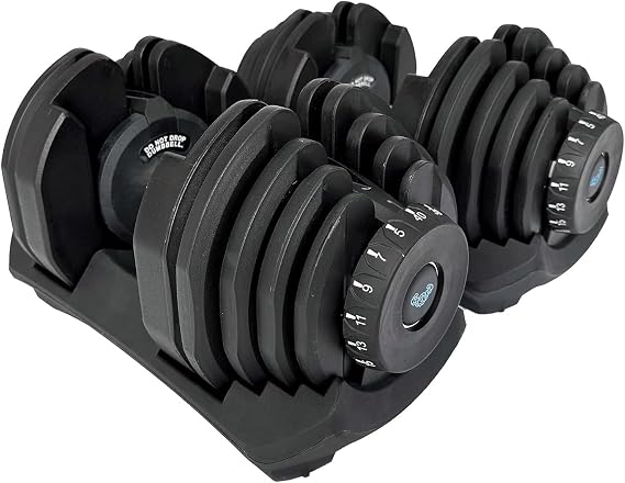 BRAINGAIN 17-in-1 Adjustable Dumbbell 40kg Pair, Smart-Click Technology