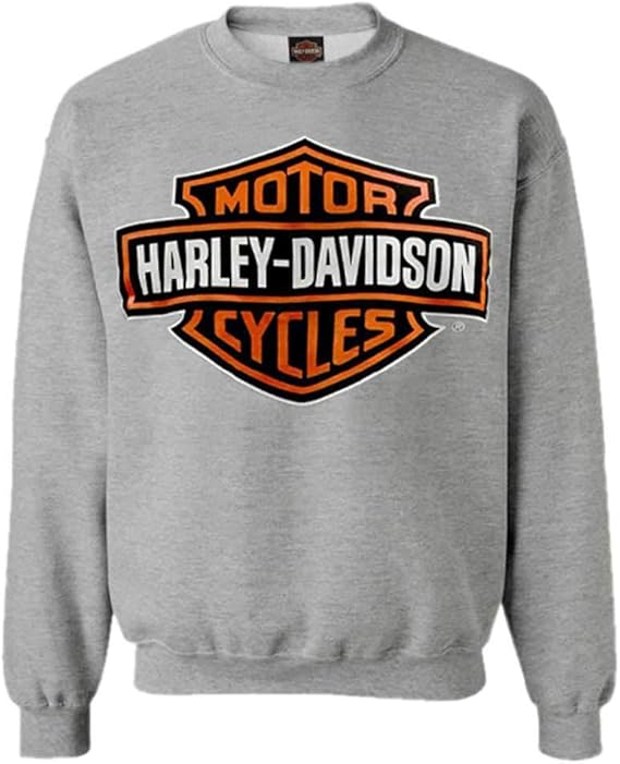 Harley-Davidson Mens Bar & Shield Long Sleeve Crew Neck Fleece Sweatshirt, Black