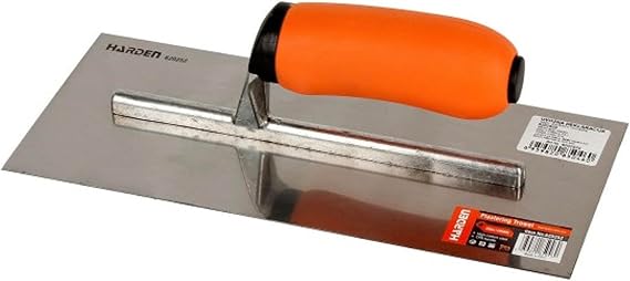 Harden Professional 11 inches x 4.7 inches Plastering Trowel #50 Carbon Steel Blade, Heat Treated & Tempered, Dual-Color TPR Handle Professional Finishing Tool