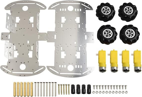 DIY Mecanum Wheel Robot Car Kit, 4 Wheels Metal Chassis and TT Motor Smart Robot 4WD Car, For Raspberry Pi for Arduino Platforms