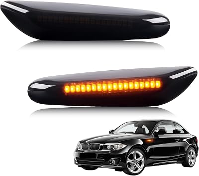 Gempro 2-Pack Amber LED Side Marker Turn Signal Lights Smoke Lens Blinker for BMW E90 E91 E92 E93 E46 E53 E60 E61 X3 E83 X1 E84 E81 E82 E87 E88
