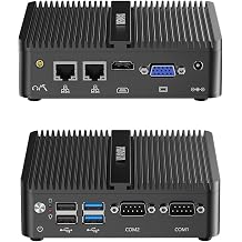 WEIDIAN Fanless Mini PC, Industrial PC, Mini Computer J5005(up to 2.8GHz), 4K HD+VGA Dual Dispaly Output, 2Gigabit Ethernet, 4USB, 2RS232 COM, Win11, WiFi, BT(8GB RAM 256GB SSD)