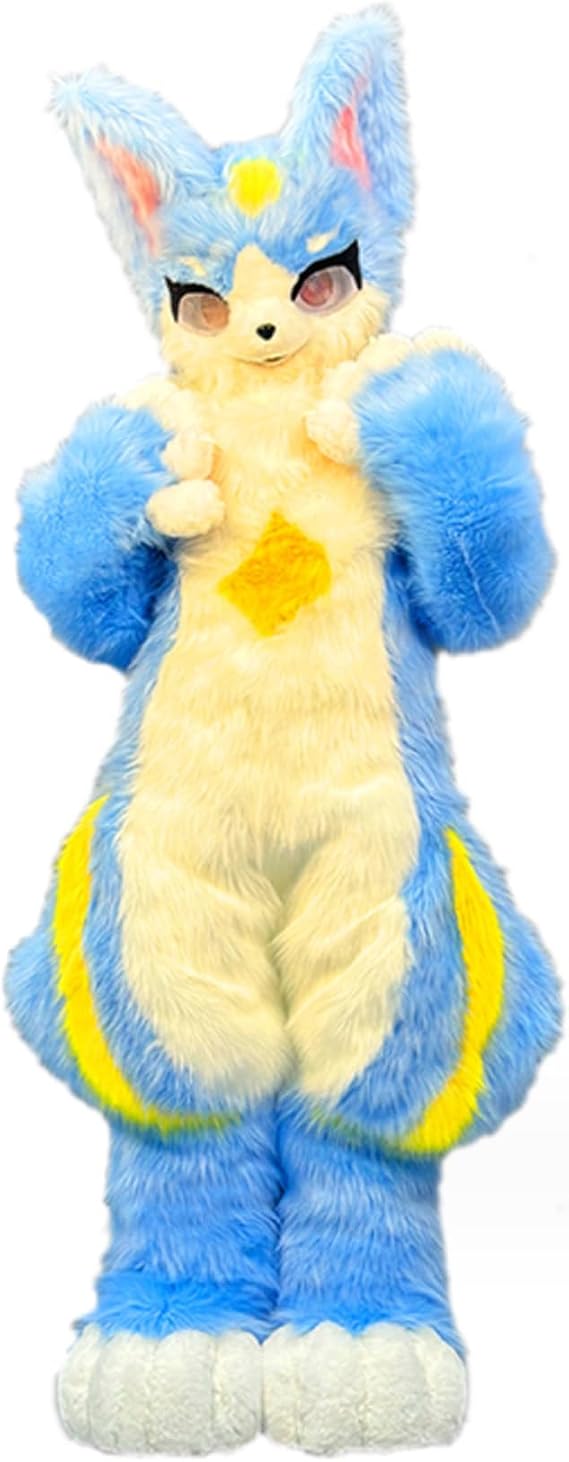 Generic Fursuit Beast Set Full Costume Fursuit Beast Furry Finished Furry Cat Head Dog Head Full Set Of Whole Set Cosplay, Blue