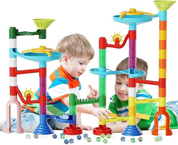 Marble Run,110PCS Building Construction STEM Set for Kids Age 3-12Year, Solid Race Track Toy,Easy to Assemble Learning Educational Marble Rush,Gifts for Boys Girls