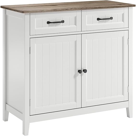 Bealife Kitchen Sideboard, Buffet Cabinet with 2 Drawers and 2 Doors, Kitchen Cabinet with Worktop for Living Room, Dining Room and Kitchen (Gray)