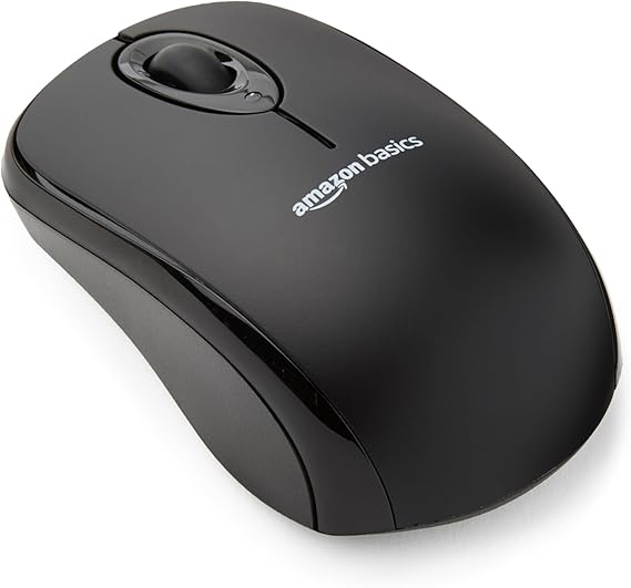 Amazon Basics 2.4 GHz Wireless Optical Computer Mouse with USB Nano Receiver, Portable, No Wires, Smooth Tracking, Multi-Device Compatibility, Black