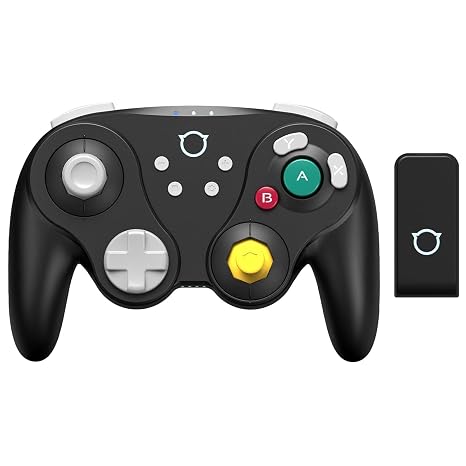 NYXI Warrior GameCube Controller - Wireless Switch Pro Controller mit Hall-Effekt Joysticks Mechanischen A/B/X/Y Tasten HD Rumble 6-Achsen Gyroskop & Programmierbar für Switch/NGC/Wii/PC Schwarz