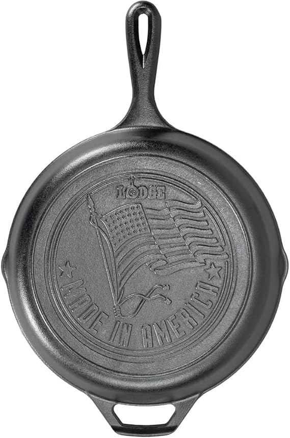 Lodge Cast Iron Skillet with American Flag Design, 10.25 Inches