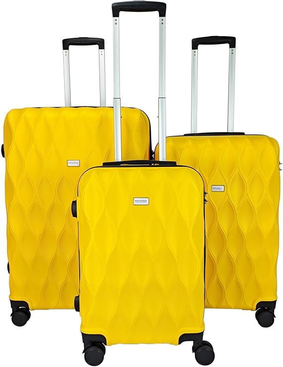 Suitcase Set of 3 Suitcases - Luggage Sets 3 Piece Hardshell - Lightweight Suitcase Sets with Lock - Large Medium Small Suitcases 4 Wheels Case and Hand Luggage set (Yellow - Black, Set of 3)