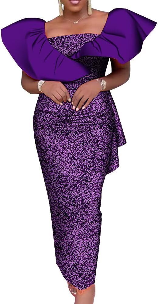 Women's African Print Dress Ankle Length Sleeveless Traditional Long Dresses