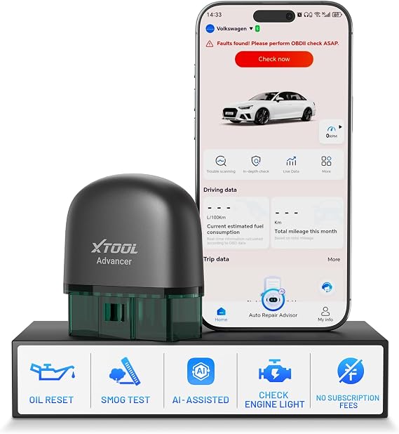 XTOOL AD20 Pro OBD2 Scanner Bluetooth, Full System Car Diagnostic Tool with AI Analysis, Wireless OBD Reader & Fault Code Reader, Oil Reset, Performance Test, Voltage Test, Free Update