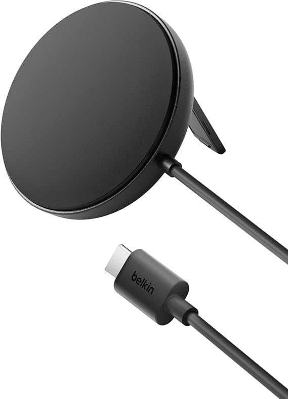 Belkin Qi2 15W Magnetic Wireless Charging Pad with Kickstand, No Adapter | MagSafe compatible, iPhone 17 Series, Samsung Galaxy S25 Series, AirPods, no power adapter included, Magnetic