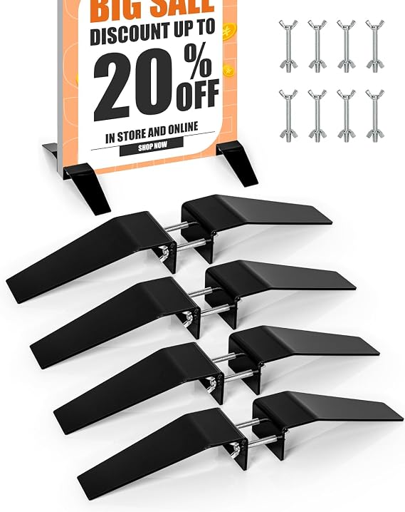 8Pcs Acrylic Spider Feet Sign Stand, Black (Base Only)