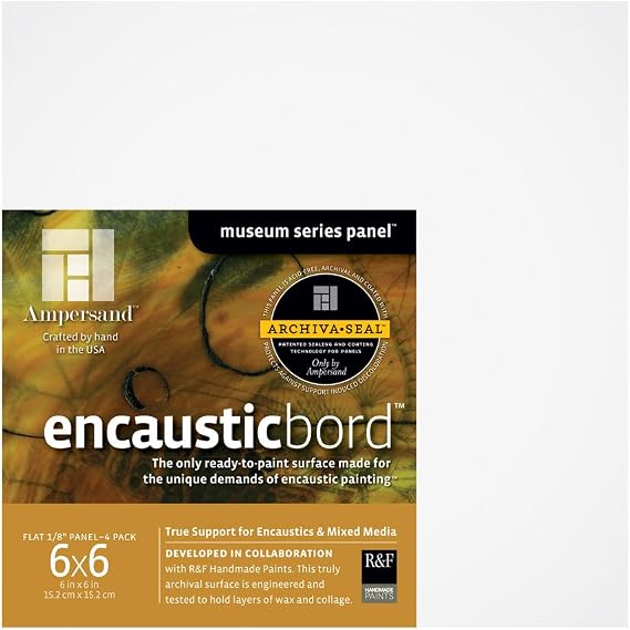 Ampersand Encausticbord Hardboard Panel for Encaustics and Mixed Media, 1/8 Inch Depth, 6X6 Inch, Pack of 4 (EN066)