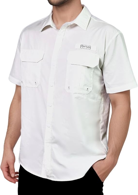 Men's UV UPF 50+ Sun Protection Short Sleeve Shirt, Fishing Shirts for Men, Poncho Shirts for Men, Button Up Shirts for Men