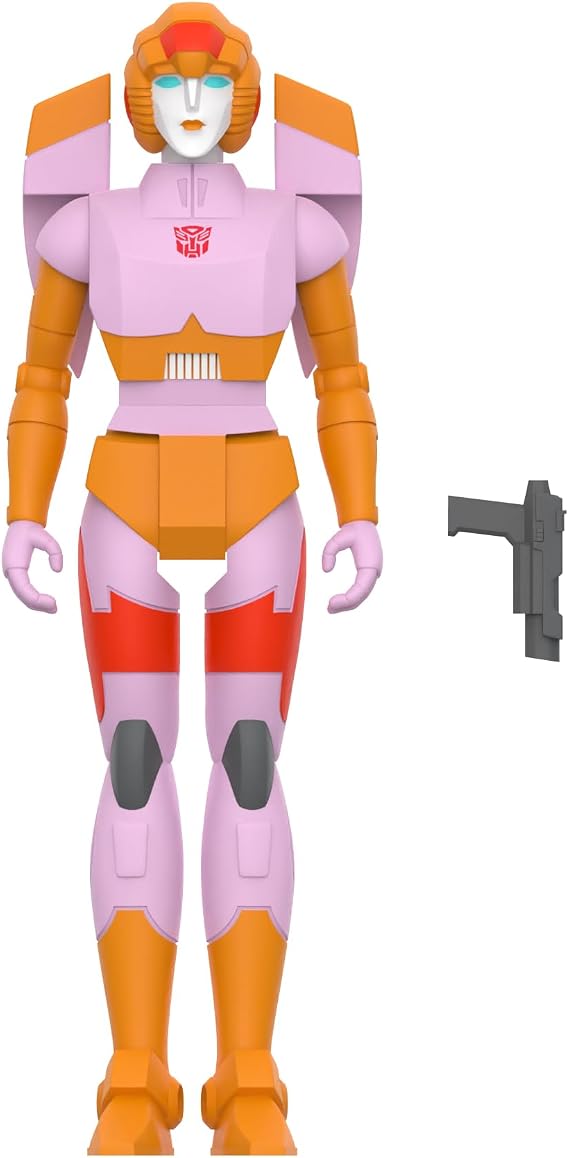 Super7 Transformers Arcee (Pink & Orange) - 3.75" Transformers Action Figure with Accessory Classic Cartoon Collectibles and Retro Toys