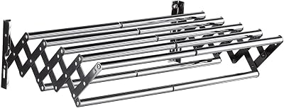 Wall Mounted Stainless Steel Accordion Retractable Drying Rack Clothes Drying Rack for Laundry RoomBathroom Tower Bar Indoor Outdoor Use Clothes Airer
