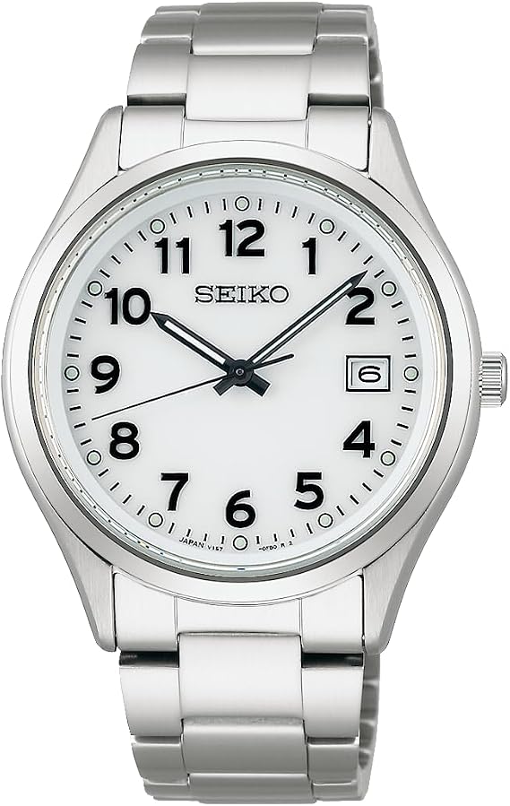 Seiko Watch Seiko Selection S Series Pair Solar Men's, Bracelet Type | Dial White Full Arabic Numerals Stainless Steel Pair Model