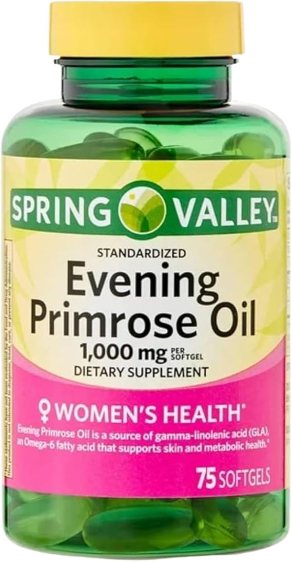 Evening Primrose Oil for Women 1000mg 75 Softgels, Organic Evening Primrose Oil, Softgels with GLA Omega-6, Aceite De Onagra, Primerose Supplement for Skin & Wellness (Pack of 1)