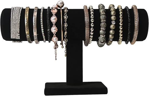 T-Bar Bracelet Holder,Bracelet Display Stand For Selling,Jewelry Organizer Watch Rack For Show (Black Velevt)
