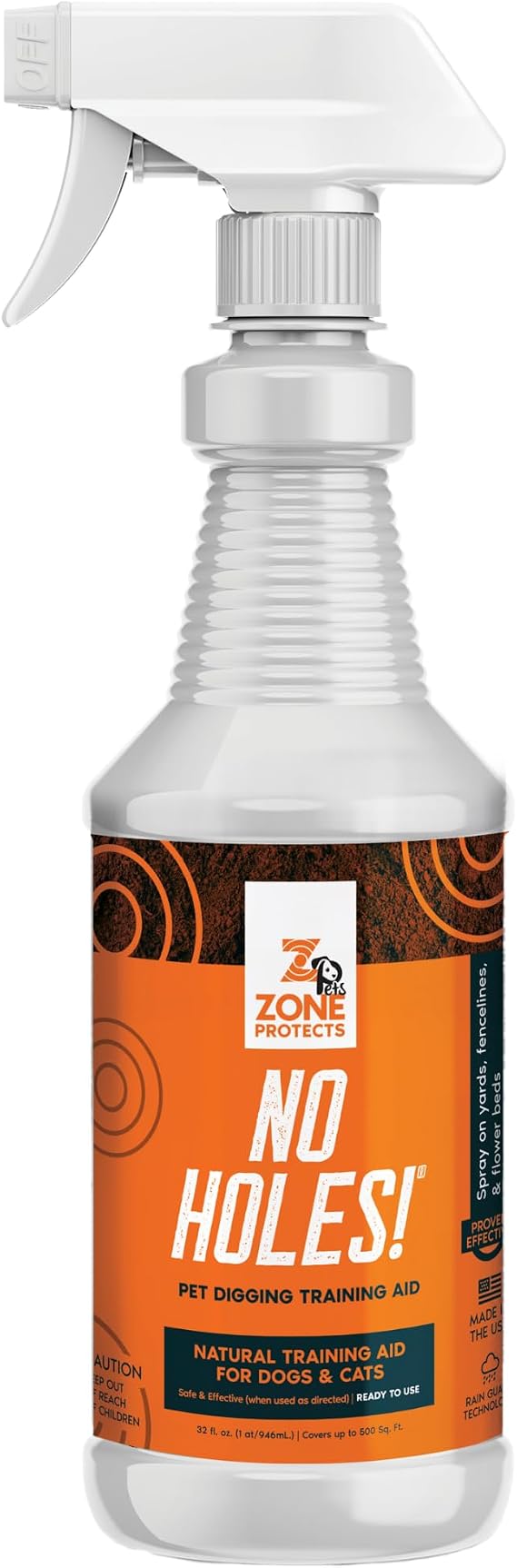 Zone Protects No Holes Digging Dog Prevention; Stop Dogs from Digging; Natural Repellent Oils; Long Lasting; 32oz Spray Covers 500 sq.ft.