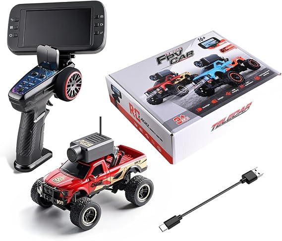 FPV Mini RC Car with Camera WL 1:64 Scale APP-Controlled Fully Proportional Remote Control Drift Car for Adult with 3-Speed Modes LED, Drift Racing Vehicle for Outdoor Indoor (Black)