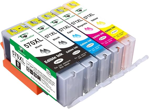 Compatible Canon PGI-570xl CLI-571xl Edible Ink Cartridges, Replacement for PGI-570 CLI-571 Use with Canon PIXMA MG5750 MG5751 MG5752 MG5753 TS5050 TS5051 TS5053 TS5055 MG6850 5-Pack