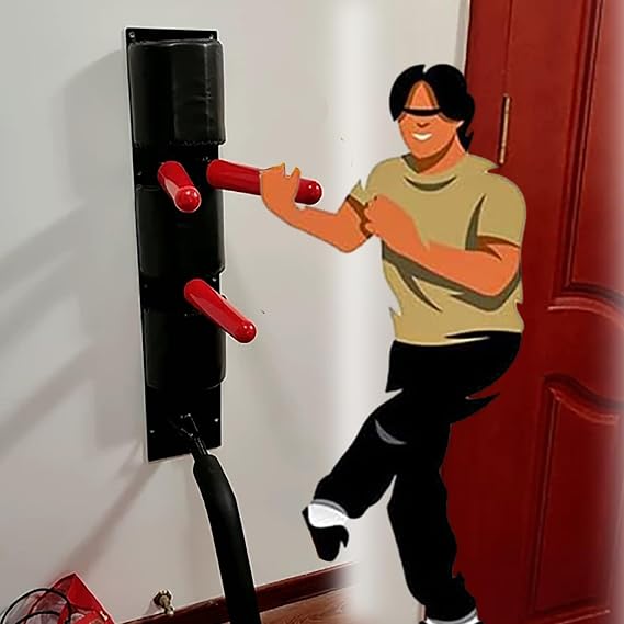 Wing Chun Dummy Taekwondo Dummies Out of Wood for Hand Leg Training, Free Standing Adult Wing Chun Training Equipment, Self-Adhesive Kung Fu Exercise Arms