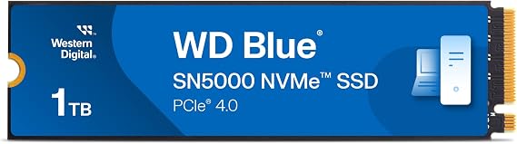 WDS100T4B0E WD Blue SN5000 NVMe SSD 1TB M.22280 PCIe Gen4 x4 NVMe 600TBW 3D TLC