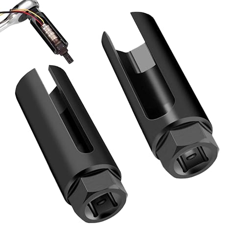Oxygen Sensor Socket 1/2 Inch Lambda Sensor Key 22 mm Universal Oxygen Sensor Removal Socket Car Lambda Sensor Tool with Wide Side Cut-Out Pack of 2