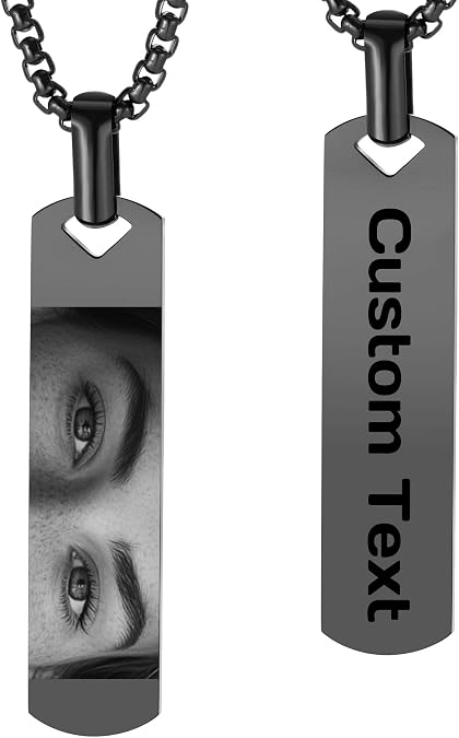 Personalized Eye Necklace with Picture Stainless Steel Pendant Custom Engraving Name Date Creative Eye Photo Necklaces for Women Men Couples