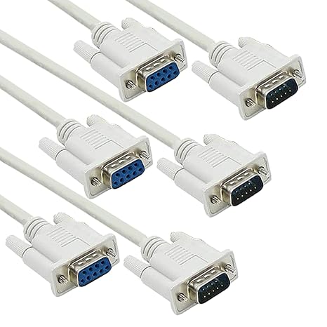 3Pack 8.2ft/2.5m RS232 Cable White DB9 RS232 Male to Female Serial Cable Straight Through Adapter Wire for Connect Various Serial Interface Devices
