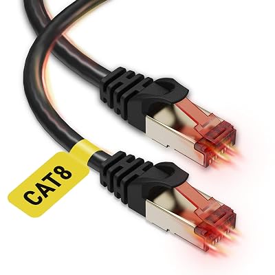 Cat 8 Ethernet Cable 3ft 1 Case 125 Units - High Speed Internet WiFi Cable 40 Gbps 2000 Mhz - RJ45 Connector with Gold Plated, Weatherproof LAN Patch Cord Cable for Router, Gaming, PC - Black