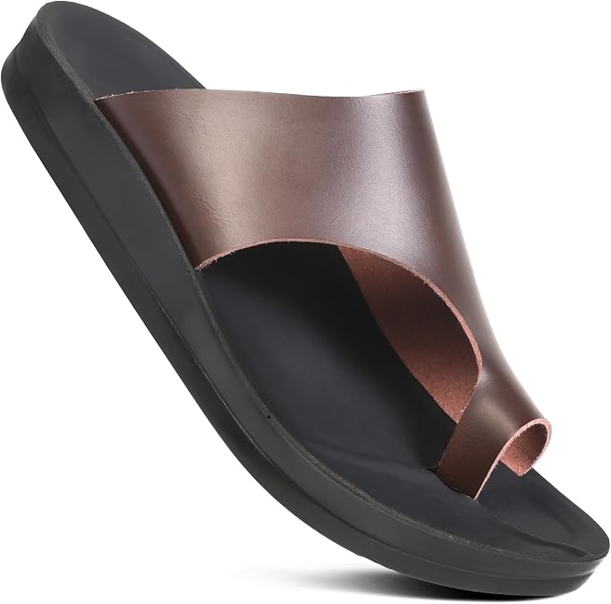 AEROTHOTIC Neritic Split Toe Arch Support Slide Sandals For Women (Neritic Brown, Size 5)