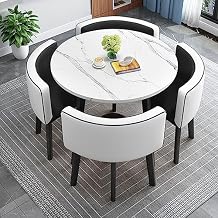 Kitchen Breakfast Bar Table And Chair Set, Dining Round Table Soft Backrest Seat Modern Style Furniture Coffee Kitchen, Space-Saving Furniture Office Conference Tables ( Color : Green and white )