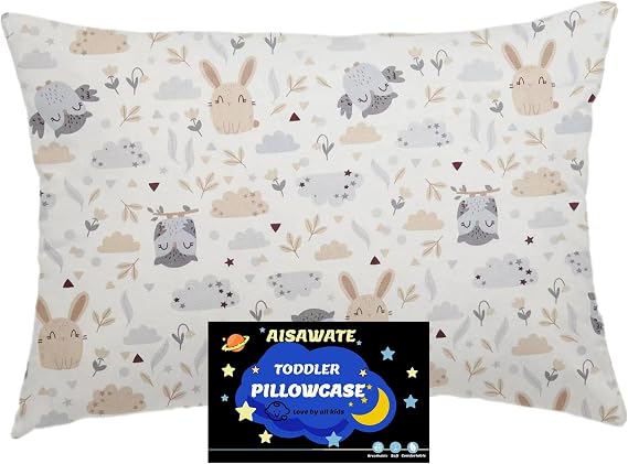 Children's Cushion Cover 40 x 60 cm - Organic Cotton Pillowcase - Baby Toddler Pillow Covers for Prams - Baby Pillow Cover with Envelope Closure