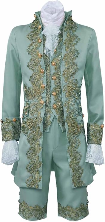 Victorian Costume Men Rococo Outfit 18th Century Court Suit Prince Jacket Vest Cosplay Halloween