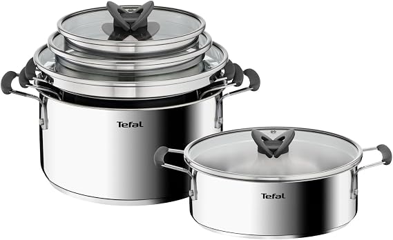 TEFAL Optispace 8 Piece Stainless Steel Cookware Set Gray 24 cm