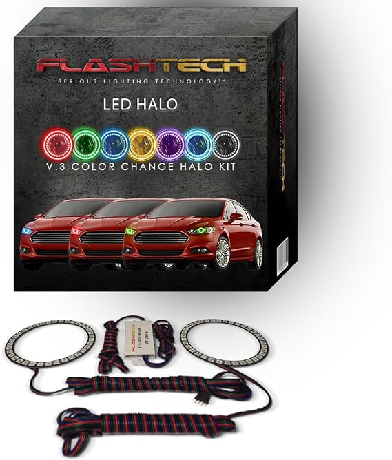 Flashtech RGB LED Halo Ring Accent Light Components Compatible with Ford Fusion (2013-2016)