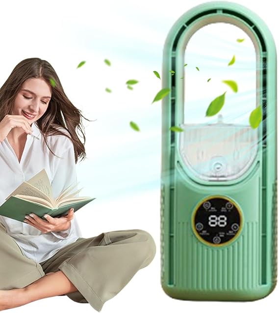 Small Portable Air Conditioner, Personal Air Conditioner - 3 in 1 Personal Air Cooler with LED Light & Cool Mist, 6 Wind Speeds, Mini Air Conditioner for Bedroom, 6 Hours Timer, 100ml Tabletop