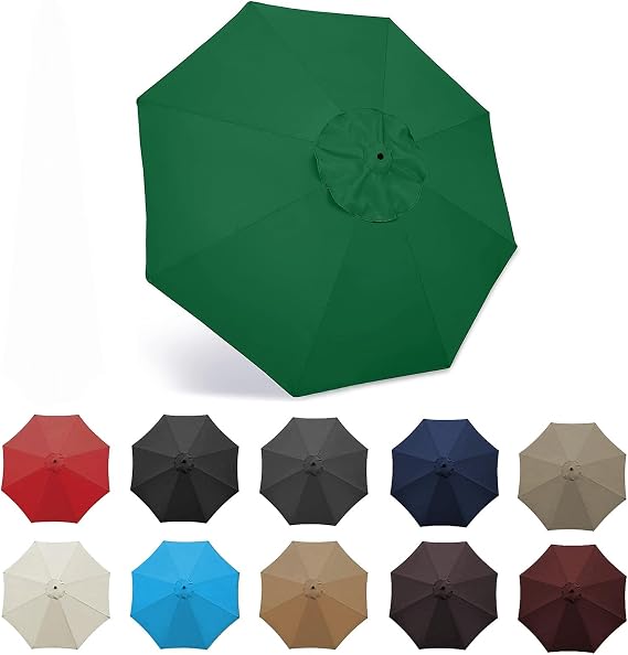 Replacement Parasol Fabric Cover Replacement Parasol Canopy 300cm 8 Ribs Multicolor Polyester(Green)