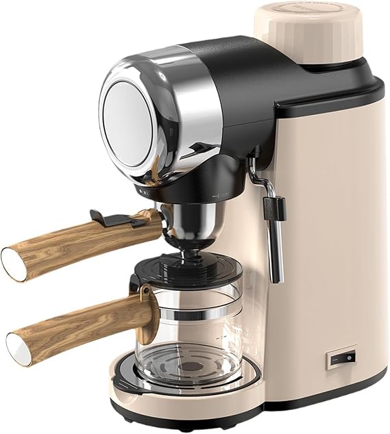 Espresso Coffee Maker - All-In-One Machine with Milk Frother, Automatic Temperature Adjustment, 240ml Capacity for Home and Office Use