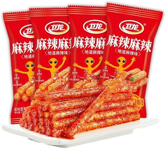 Spicy Strips Chinese Snacks, Weilong Latiao Snacks Gift Pack, Vegetarian Spicys Small Gluten, Casual Snack Gifts, Spicys Lataio, Nostalgic Bean Curd Glutens Snack (Slightly spicy,6 bags (108g))