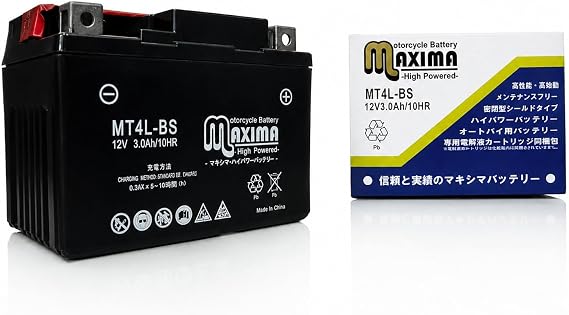 マキシマバッテリー Mt4l-bs シールド式 液入れ充電済み ロードサービス付き バイク用 4l-bs ビート パル トゥデイ 4l-bs