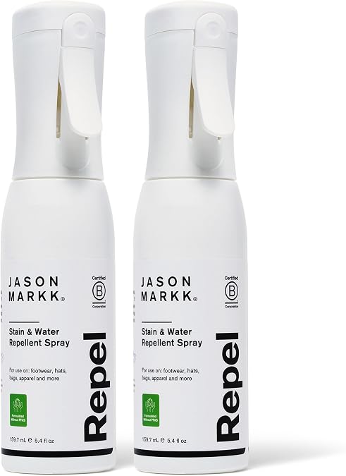 Jason Markk Shoe & Sneaker Protector Repel Spray, Water & Stain Repellent for Shoe and Sneaker Care, Non-Aerosol Footwear Protector Spray, Safe for Leather, Suede, Nubuck, Cotton, Knits, 5.4oz, 2 Pack