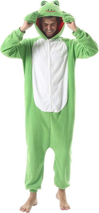 DarkCom Unisex Adult Costume Frog Onesie Sleepwear One-Piece Pajamas